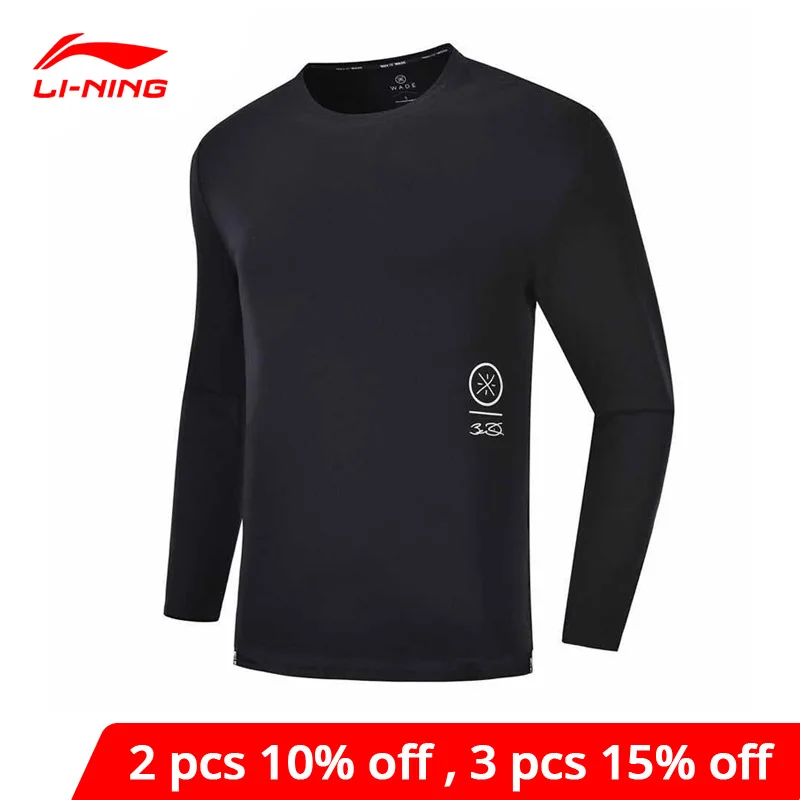 Мужская футболка с длинным рукавом Li-Ning свободная из 100% хлопка подкладкой li ning