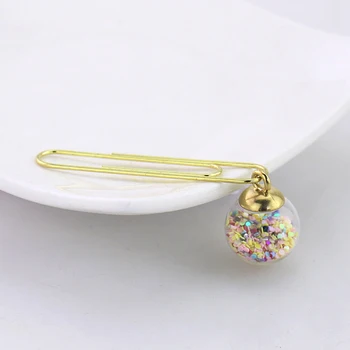 

5pcs/box Color Glass ball Paper Clips 50mm cute creative Notes Memo Clip Bookmark DIY office schoo stationery supplie