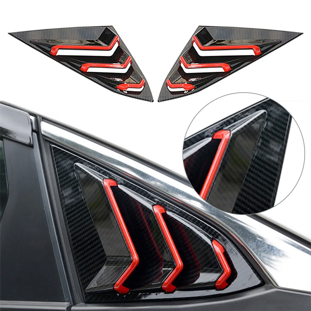 CarSideAirVentCarbonFiberABSRedWindowLouverCoverForHonda
