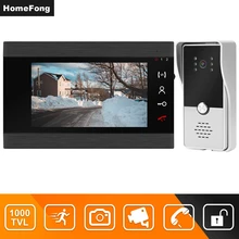 HomeFong przewodowy wideodomofon dla wideo z domu telefon drzwi systemu apartament 7 cal ekran analogowy dzwonek aparatu mówić rekord odblokować