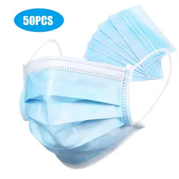 

50 pcs Face Masks Disposable Mask Anti PM2.5 Anti-droplets Non-woven Breathable Dustproof Mask Anti-Saliva Nose Mouth Mask Cover