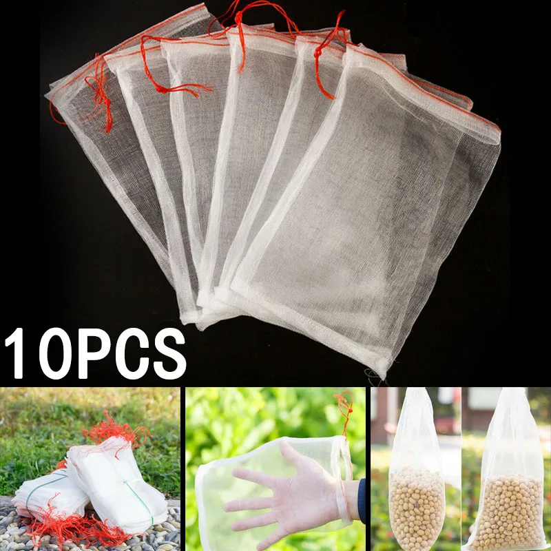 10Pcs Eco-Friendly Drawstring Grocery Fruit Storage Mesh Bags Durable 4 Size Hot
