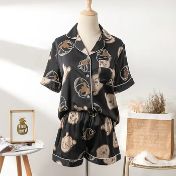 

Short Sleeve Sleepwear Sleep Set Womens Nighty Robe Pajamas Suit Spring Nightgown Shirt Pants Lounge Nightshirts Home Clothing