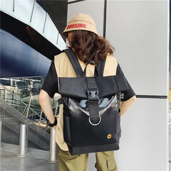 

2020 New Creative Oxford Cloth with Pu Leather Shoulder Bag Contrast Color Large Capacity Bags for Men and Women Tide Bag