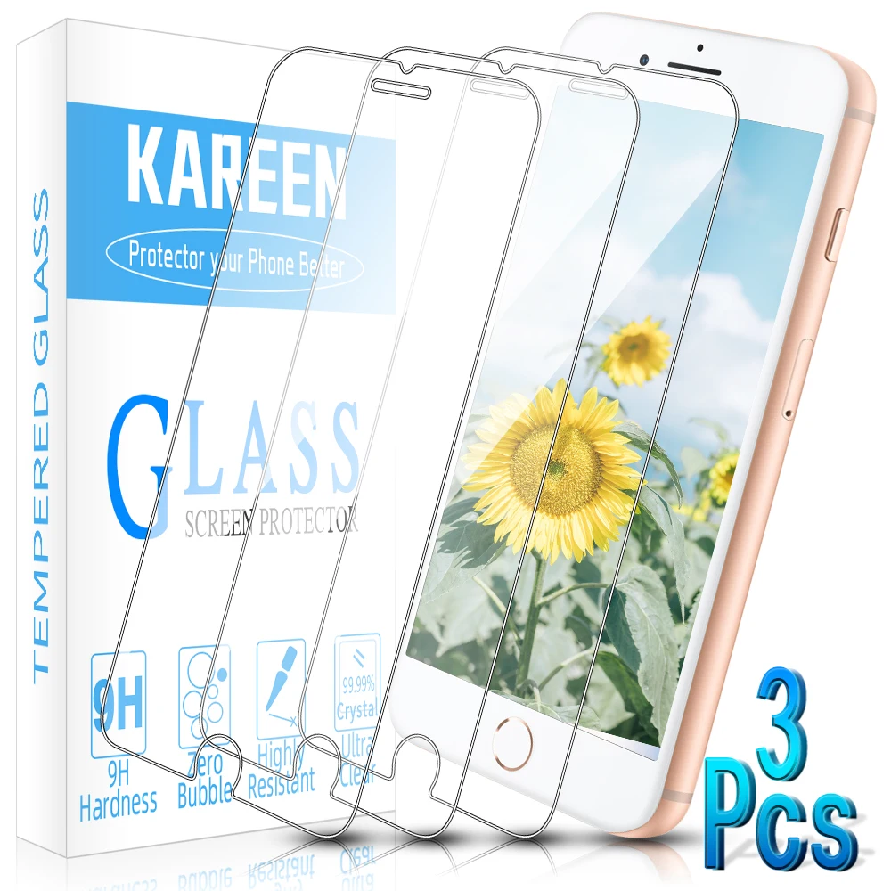 KAREEN защита для экрана из закаленного стекла iPhone X XS XR 11 12 Pro Max 8 7 6 6s Plus 2020 5 5s SE 2016 5C 4 4S