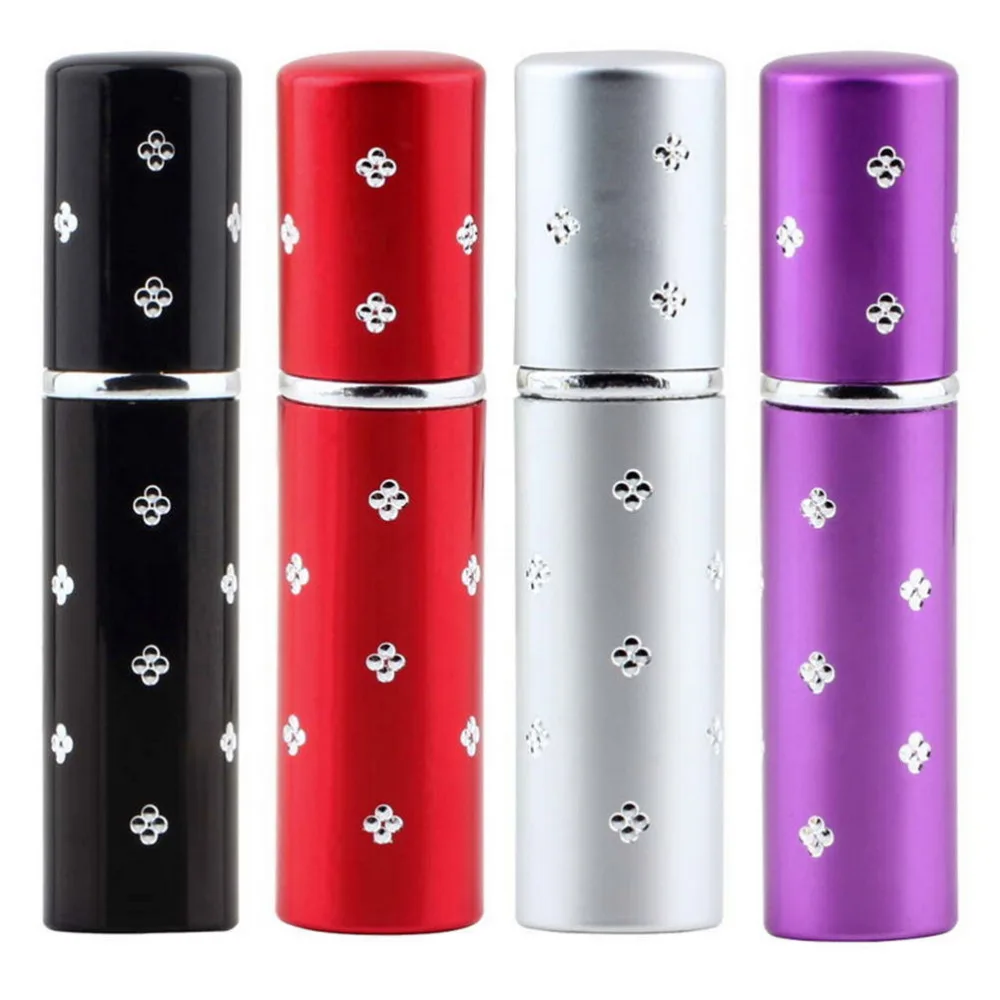 5ML Protable Mini Empty Perfume Atomizer Bottle Travel Scent Pump Spray Case Black Red Silver Purple Refillable