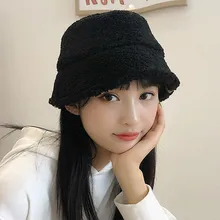Женская зимняя плюшевая шапка-ведро, модная однотонная Толстая мягкая теплая шапка для рыбалки TT@ 88