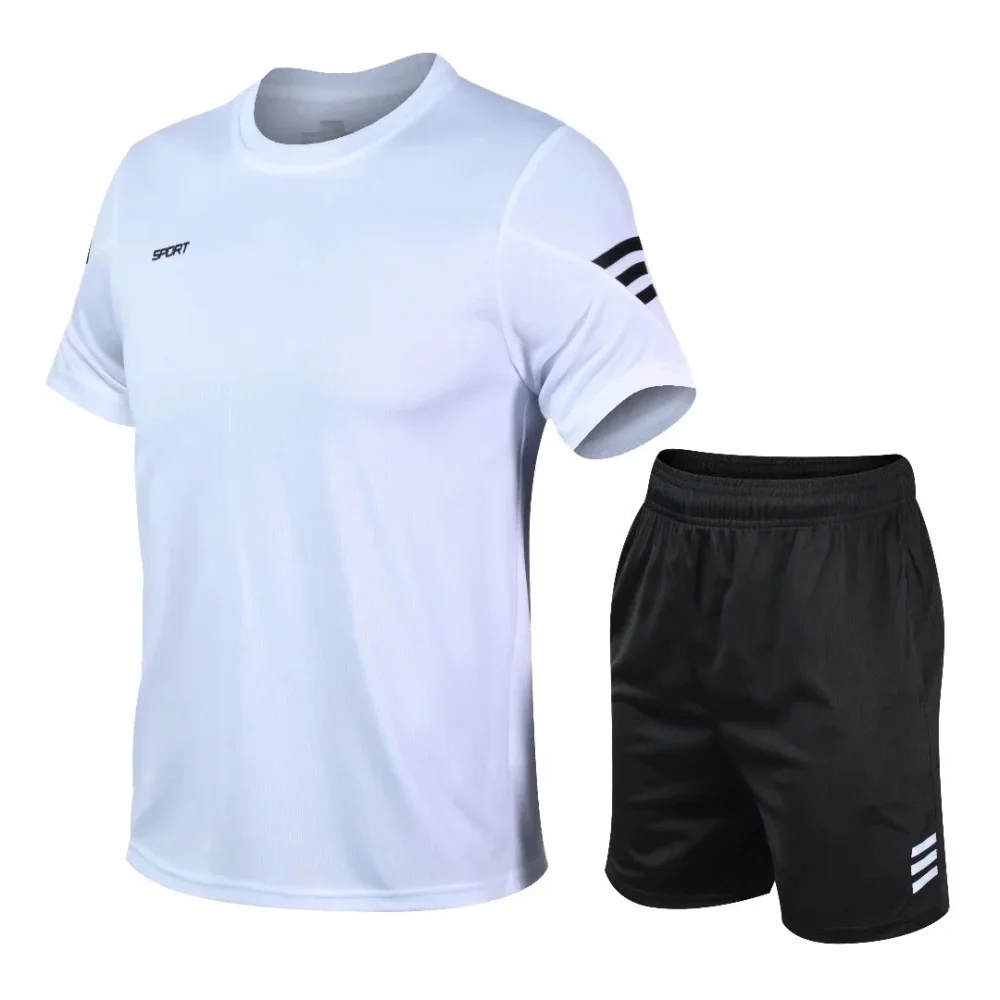 

Workout set sportswear 2020 Men Clothing Sportswear Set Fitness Summer Print Men Shorts + T shirt Men's Suit 2 Pieces Sets