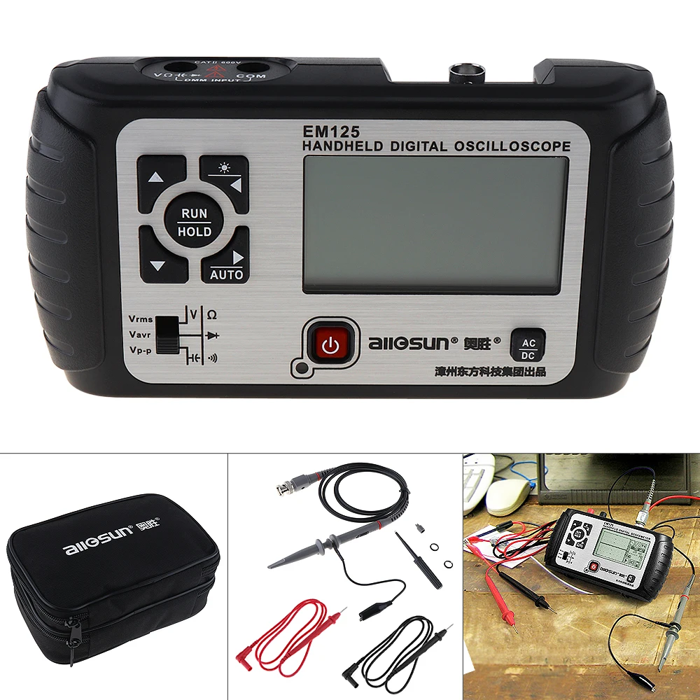 

EM125 Portable Multifunction LCD Display Handheld Digital Oscilloscope with LED Backlight Support Digital Multimeter Function