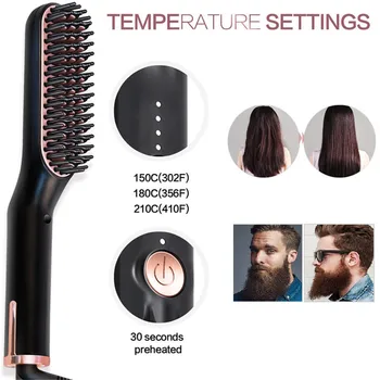 

Multifunctional Beard Straightener Irons Beard Grooming kit Wmen Hair Straightening Brush Comb Anti Static PTC Men Styling