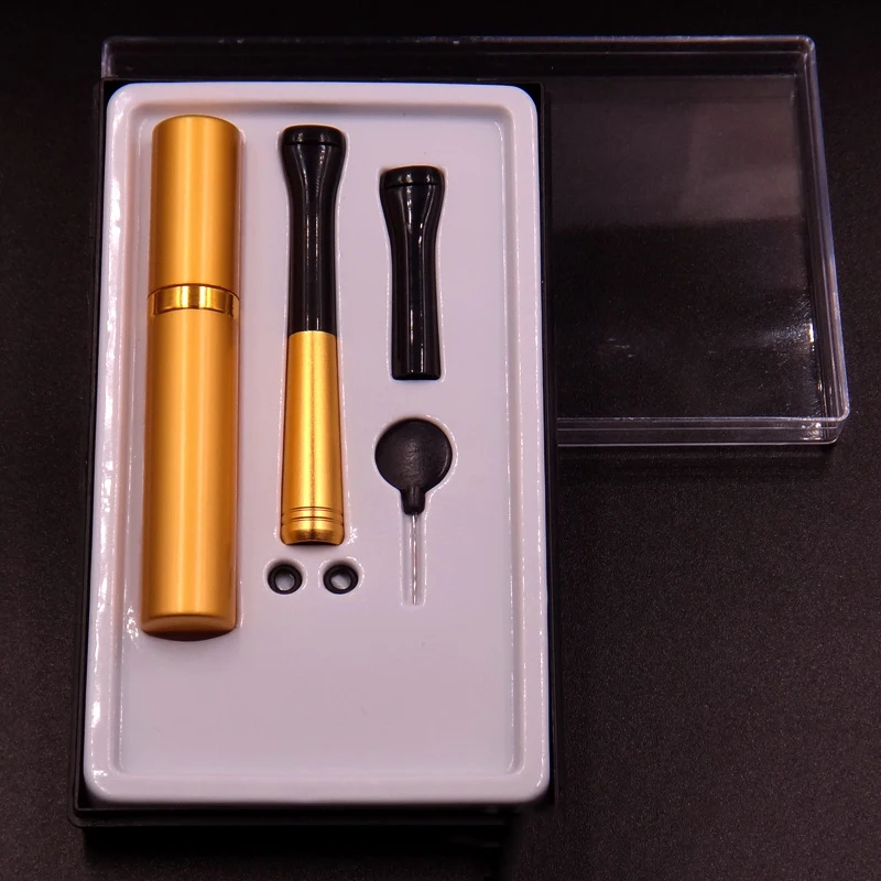 5,2 мм Женская/Мужская тонкая сигарета с держателем золотого цвета, Очищаемый мундштук с фильтром для курения с чехлом, чистящая игла