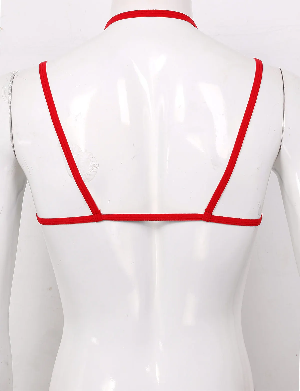 Mens Sheer Lace Lingerie Halter Adjustable Spaghetti Straps Bra Sissy Erotic Open Nipples Bralette Gay Wire-free Unlined Bra Top