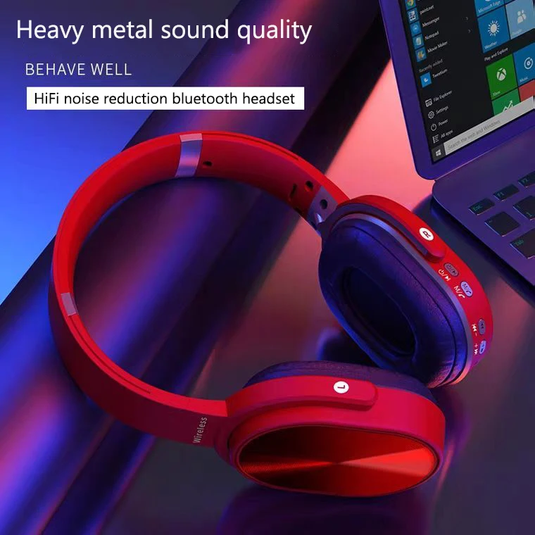 New Foldable wireless bluetooth 5 0 headset large moving coil high definition cool headset for heavy metal music Exquisite gift