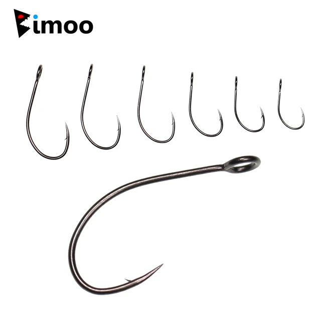 Bimoo 30PCS Black Nickel Big Eye Fish Hooks High Carbon Steel