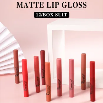 

Hot 12 pcs/lot Matte Lip Gloss Velvet Matt Lip Glaze Waterproof Long Lasting Liquid Lips Makeup