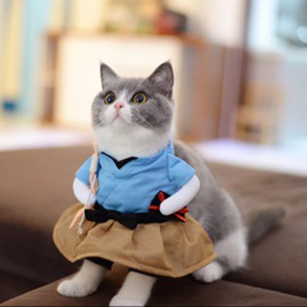 Новая забавная маскарадная одежда костюм для домашних животных Униформа костюм Одежда для кошек костюм Одежда для щенков нарядный костюм праздничная одежда для кошек