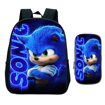 

Hot Sale Child Sonic Backpack Kindergarten Schoolbag 2 pcs/Set Kids Cartoon Bookbag Children Start School Gift