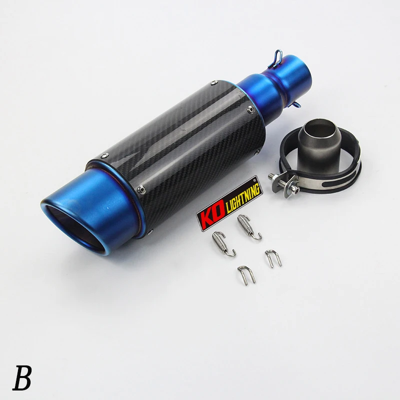 51mm Universal Motorcycle Exhaust Vent Pipe With Sliencer Stainless Steel Carbon Fiber 390mm Modified For ATV Street Bike - Image 3