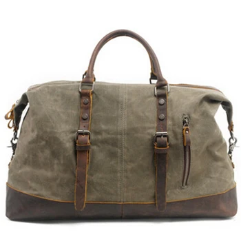 

Vintage Canvas Leather Men'S Travel Bag Carry-On Bag Men'S Large-Capacity Handbag Green