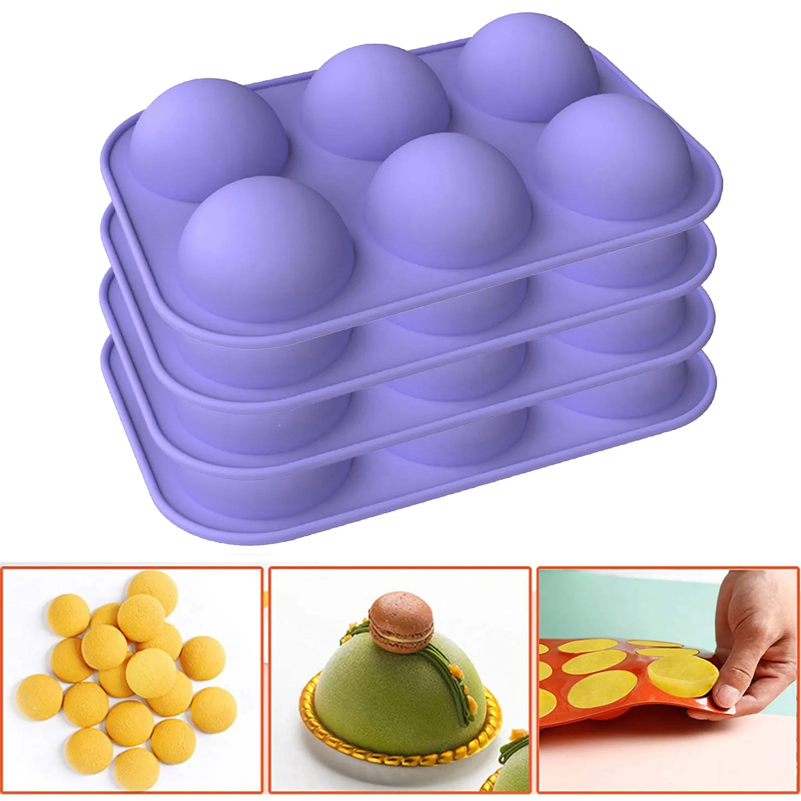 

4pcs Moulds Cake-Mold Half Ball Sphere Silicone Cake Mold Muffin Chocolate Cookie Baking Mould Decor Baking Equipment Tool#Y5