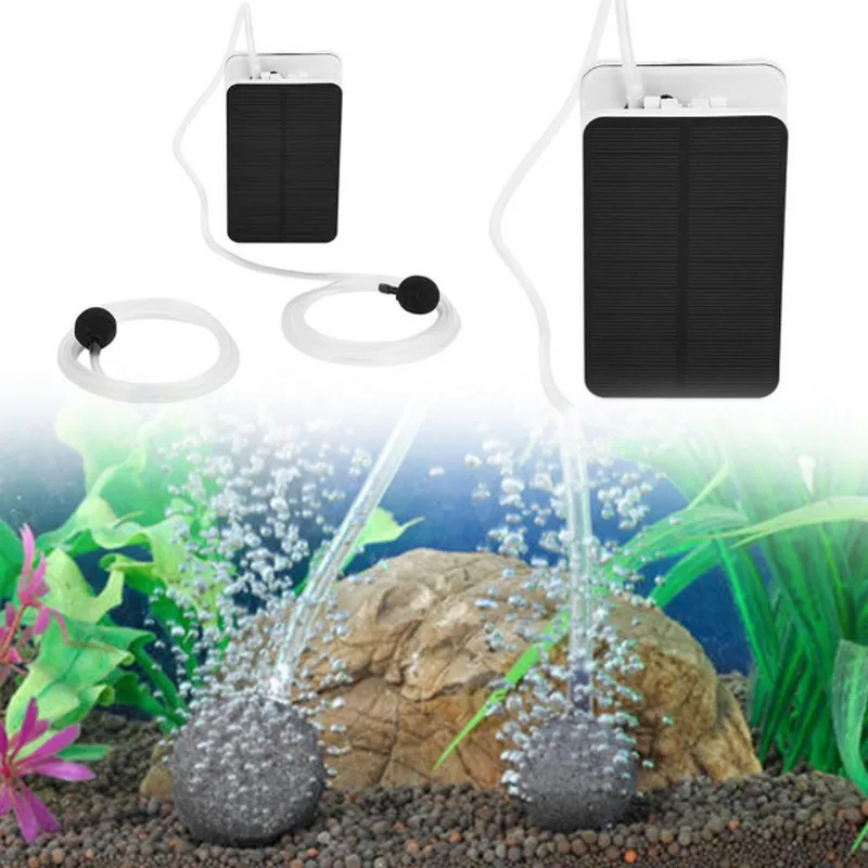 5V Portable Mini Air Pump Oxygenator for Aquarium Fish Tank Foldable EVA  Fishing Life Bait Bucket w/ Solar Power with Air Stones