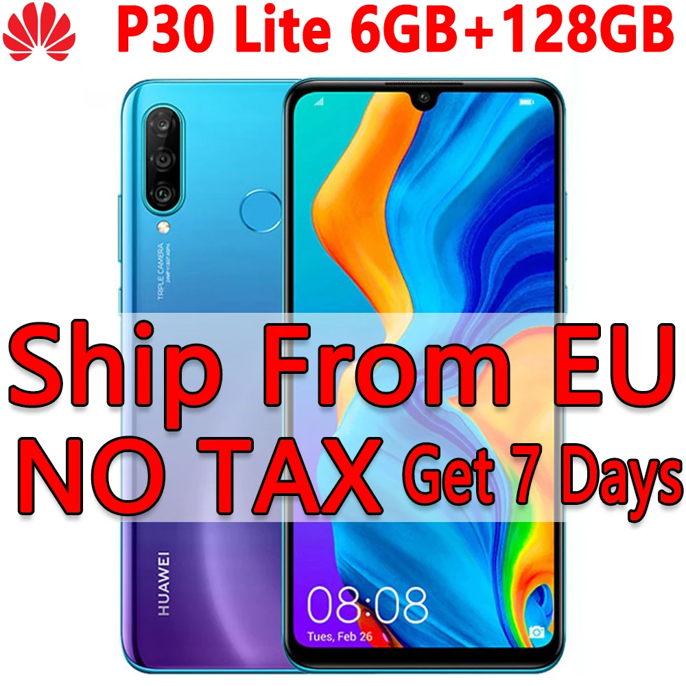 HUAWEI P30 Lite 6 ГБ 128 глобальная версия 15 дюйма в наличии ЕС с Google Play мобильный телефон