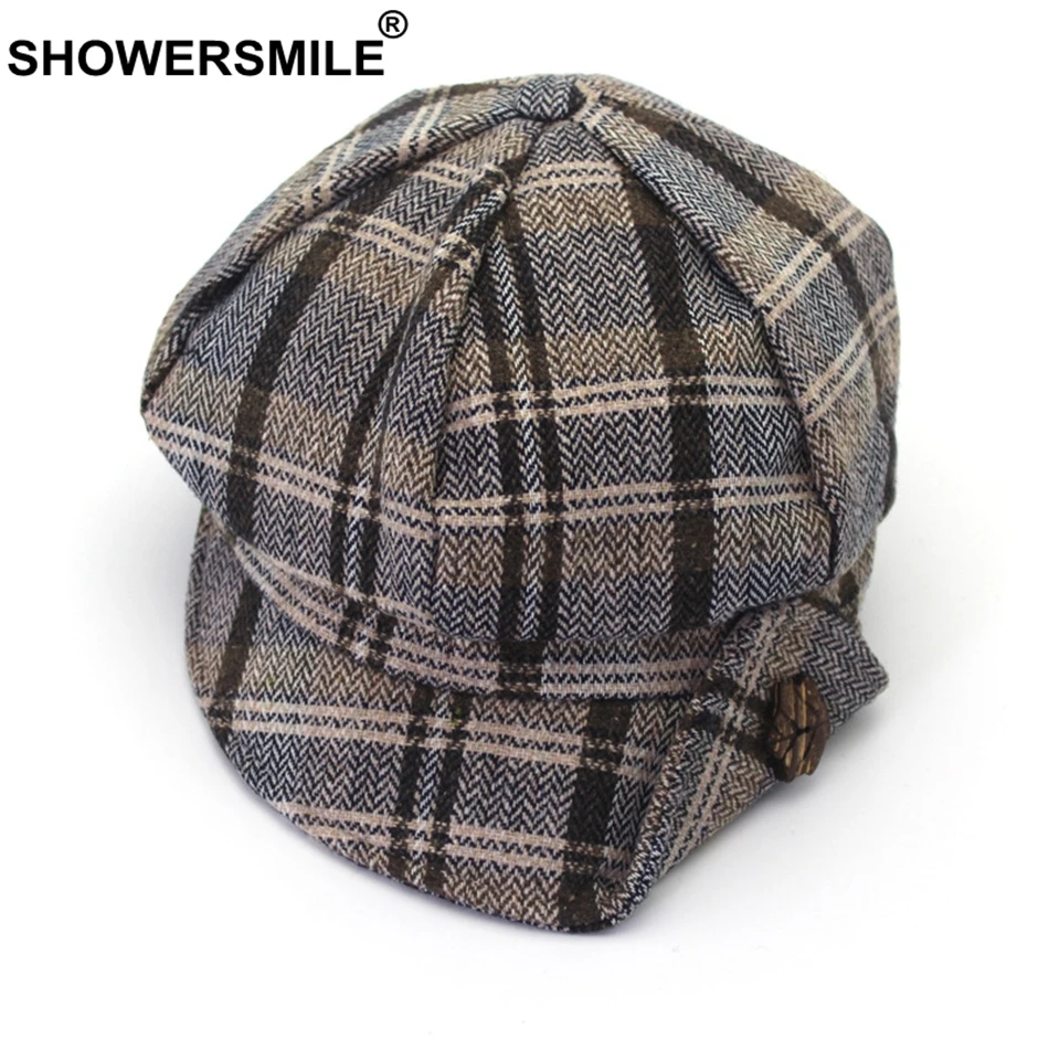 SHOWERSMILE с закруглёнными краями и пуговицей сверху кепки для женщин твид винтажные