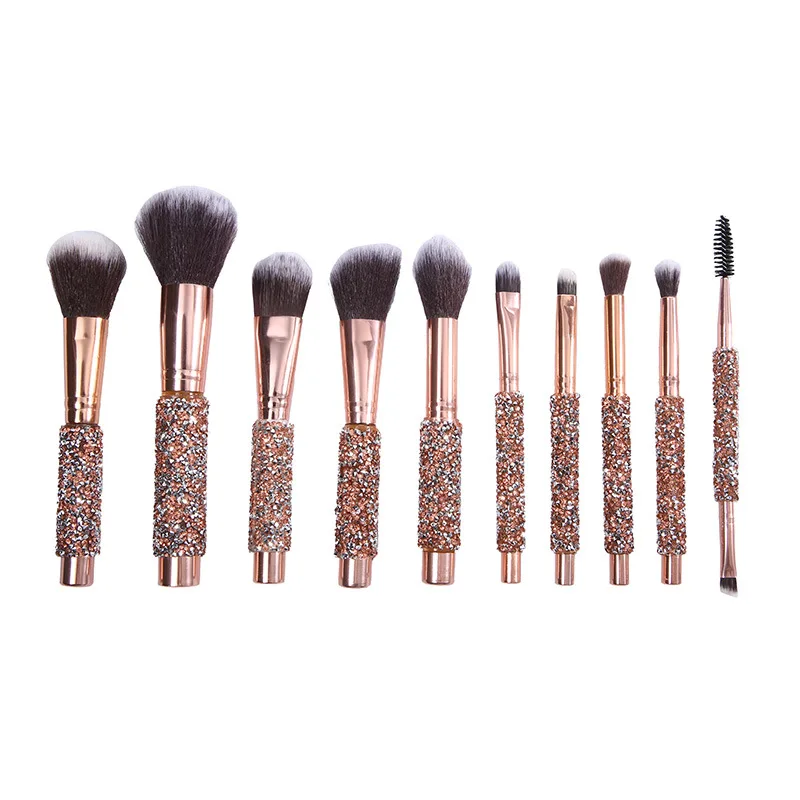 

Makeup-Brushes-Set Eyebrow-Brush Eye-Shadow Cosmetic Diamond Colorful New Lip 10pcs