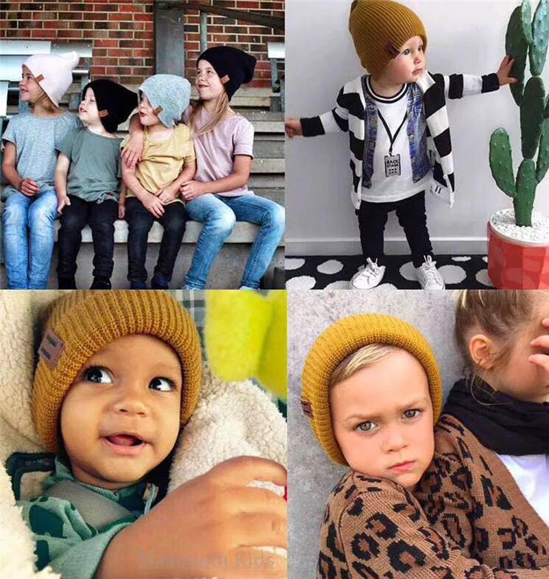 Fall Winter Solid Casual Ear Warm Kids Children Skullies Beanies Stich Elastic Hat Cap Boy Girl Fashion Accessories-XMC