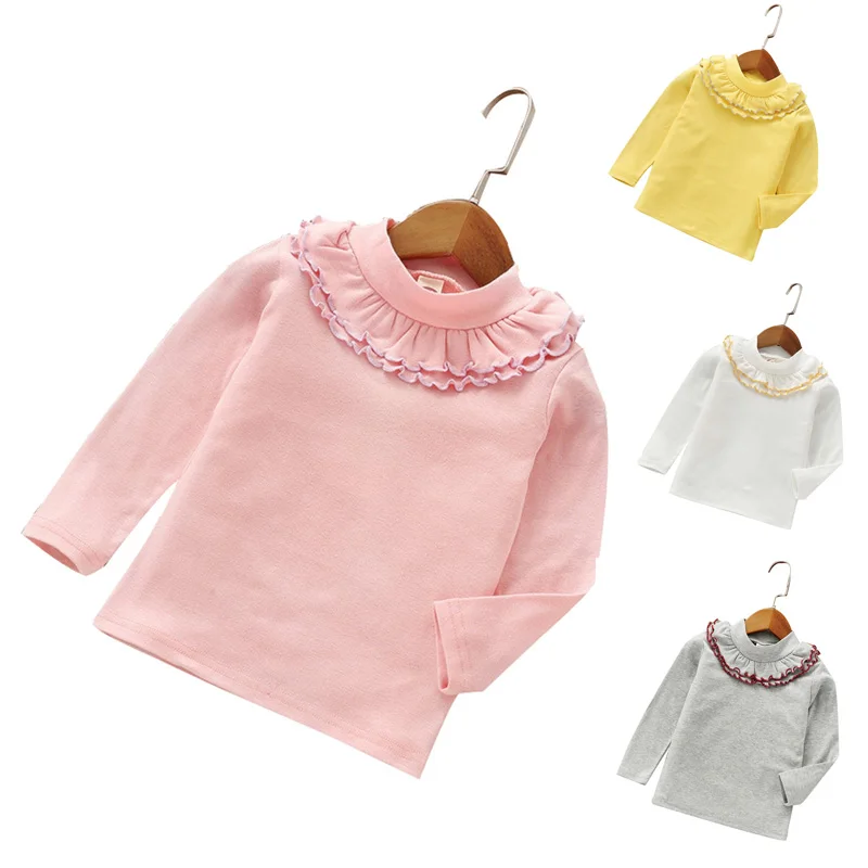 

Baby Girls Lotus Leaf Round Neck Cotton Sweatshirts Winter Spring Princess Style Long Sleeves Kids T-shirt Clothes 2-6 Years