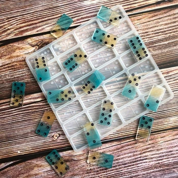 

28 Cavities Silicone Dominoes Game Play Epoxy Resin Mold Dominoes Fun Art Craft F3MF