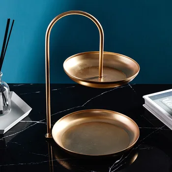 

Wedding Dresser Nordic Double Layer Bakery Jewelry Display Plate Sundries Organizer Banquet Dessert Fruit Bedroom Storage Tray