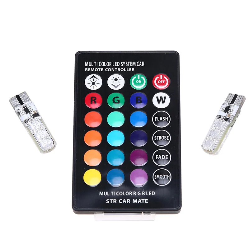 1 пара автомобисветильник светодиодные лампы RGB T10 POSSBAY с поворотником и пультом