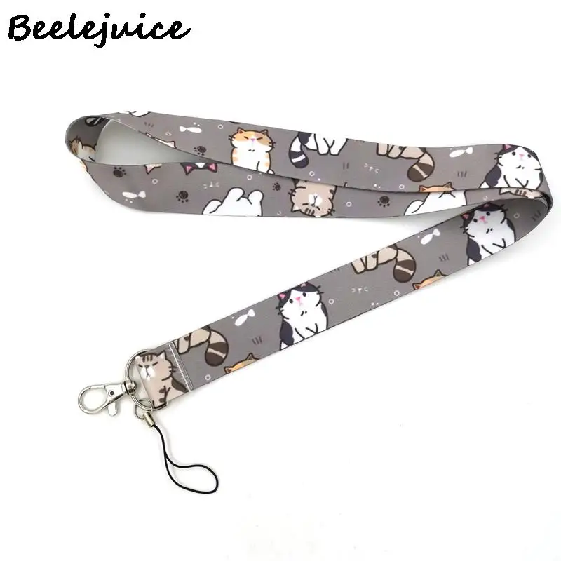 thumbnail image 1 of Cordones de moda con diseño de dibujos animados de gatos adorables y grises para tarjetas de identificación, tarjetas de trabajo, accesorios, decoraciones, regalos para niños, 1 of 5
