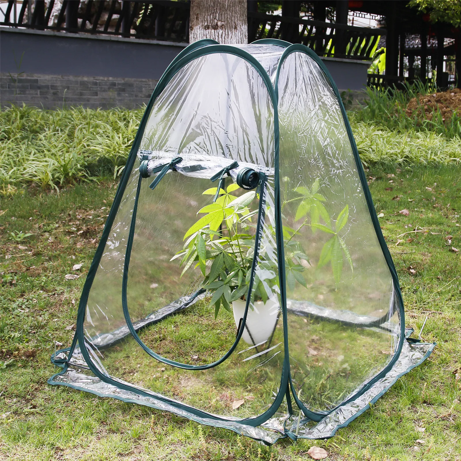 ANGTUO Mini Pop Up Greenhouse Small Gardening Flowerpot Cover Portable Greenhouse for Indoor Outdoor Backyard Flower Shelter 28x28x33 