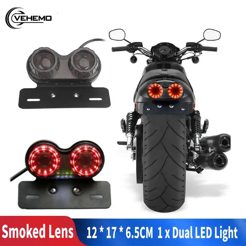 

Vehemo DC 12V Dual LED Light Stop Motorcycle Light Generic Integrated Tail Light Twin Light Premium Brake