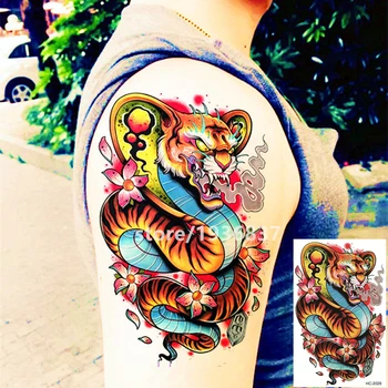 

Nu-TATY Waterproof Temporary Tattoo Sticker 22 Set Strange Pattern Style Domineering Snake Tiger Beast Fire Unicorn