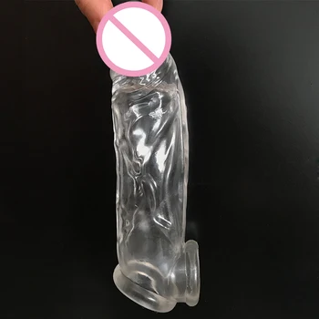 Highly Elastic Crystal Condom Reusable Penis Extender Sleeve Delay Ejaculation Penis Enlargement Intimate Goods Sex Toys For Men 4