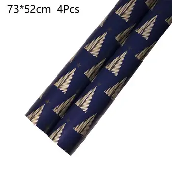 

4Pcs 73*52cm Wrapping Paper Christmas Dark Blue Printed Gift Wrapping Paper Xmas Wedding Party Gift Packing