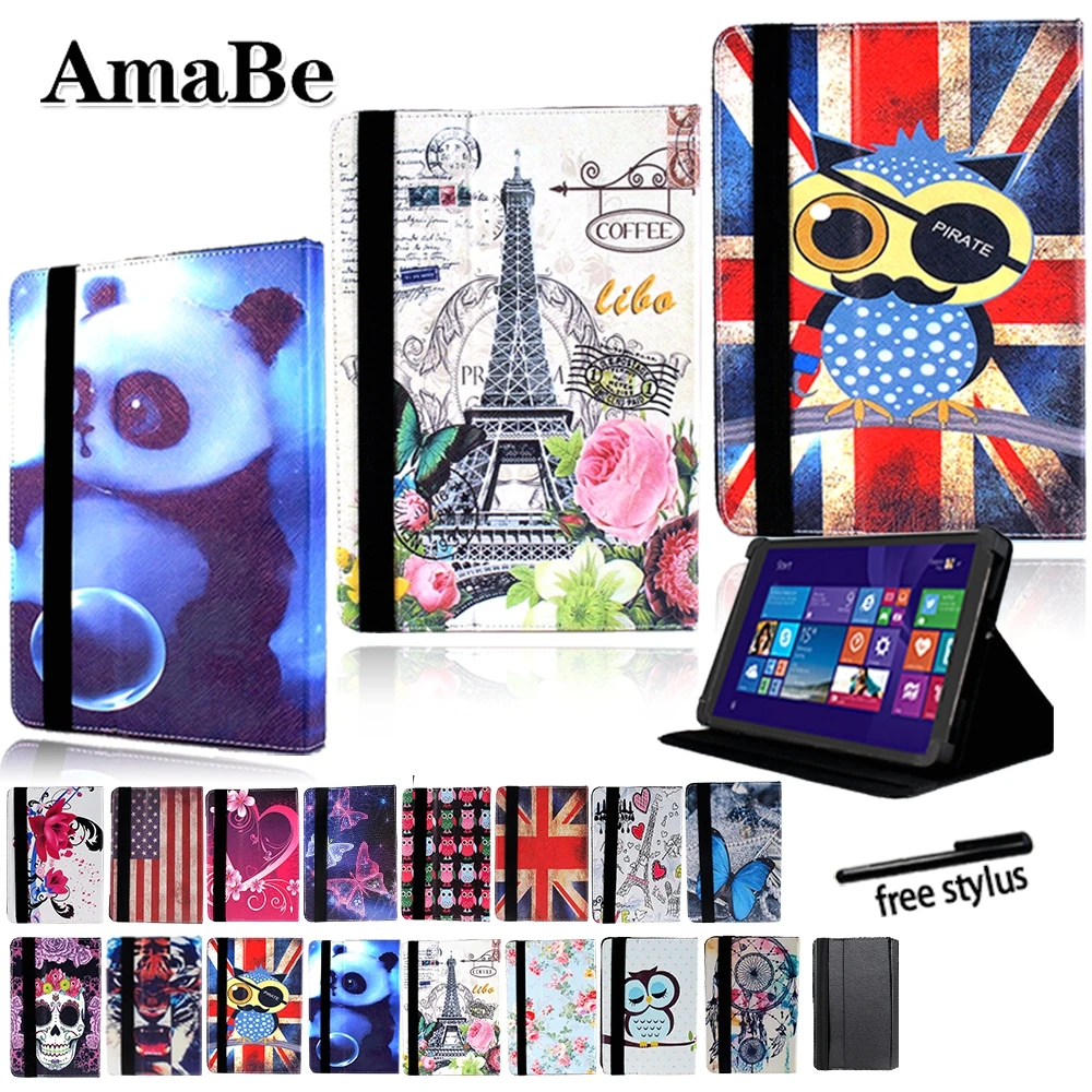 

Drop resistance Print Leather Tablet Stand Cover Case for Argos Bush MyTablet 7" 8" Inch Tablet + Pen Protective Shell
