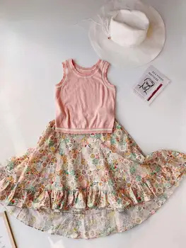 

Pre-sale Girls Clothing set Pink Blue Vest+Flower Skirt For Toddler Girls outwear Cherry Bp Brand 24M 3 4 6 8 10 12Y