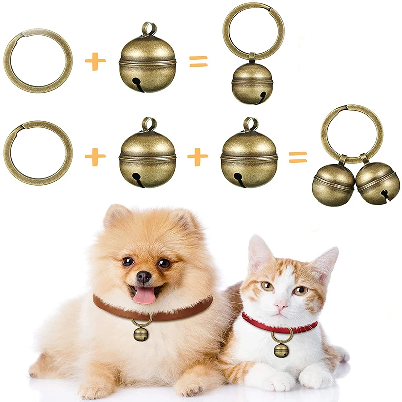 Katze Hund Kragen Messing Glocken Kragen Hund Charme Bronze Glocken Pet Anhänger Schlüssel Ringe Halsbänder Halskette Weihnachten Baum Klingenden Glocken