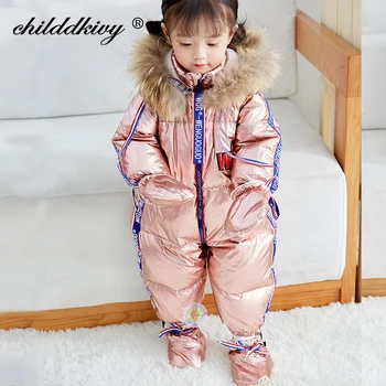 

2020 Winter Jumpsuit for Children 90% Down Baby Romper Coat for Boys Thicken Warm Jacket for girls Newborn Snowsuit 0-5Years
