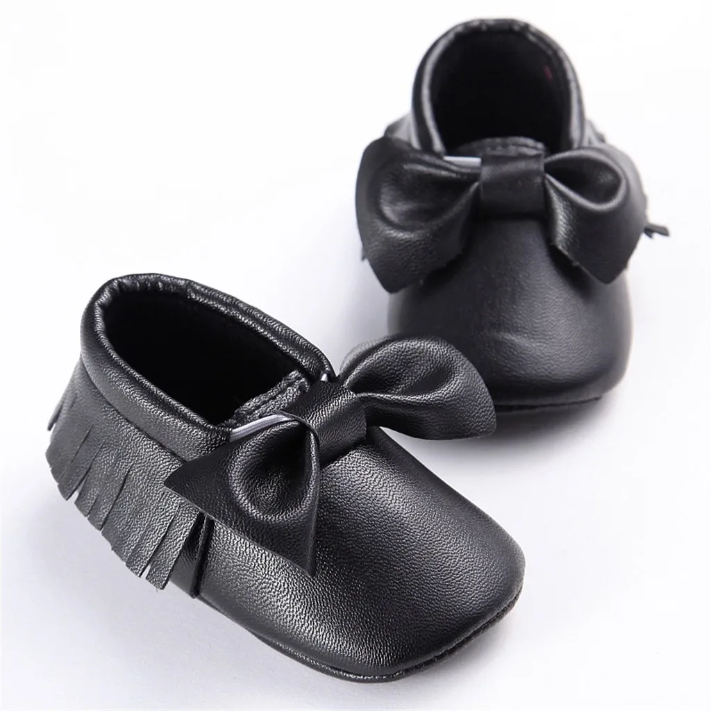 Детские мокасины для маленьких девочек; Милая зимняя обувь с бантиком и бахромой для новорожденных; нескользящая обувь для малышей;#15