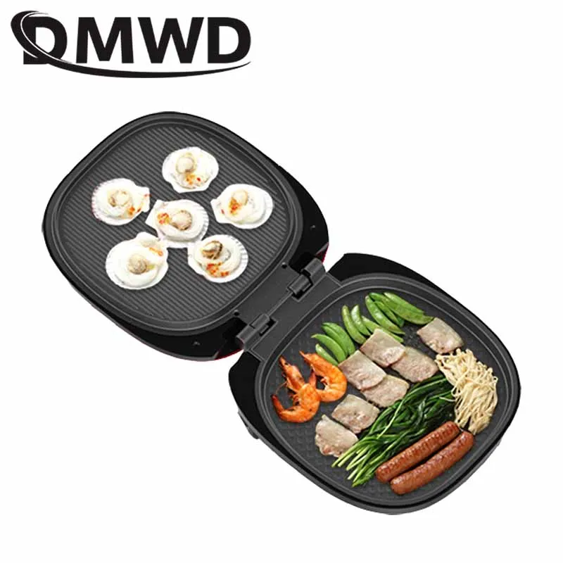 DMWD Electric Crepe Maker Pizza Pancake Baking Pan Griddle Steak Frying Roaster Grilled Meat Hotplate Barbecue Machine BBQ Grill
