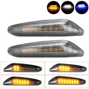 

2Pcs LED Side Signal Light for BMW 1ER with E-mark Car Turn Signals LED Blue Transparent Shell Dynamic Streamer Car Side Lights