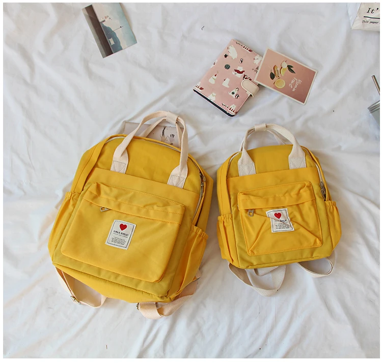 Южная Корея прекрасный ins мягкая сумка женский студенческий японский Harajuku рюкзак небольшой свежий ulzzang фиолетовый рюкзак - Цвет: Цвет: желтый