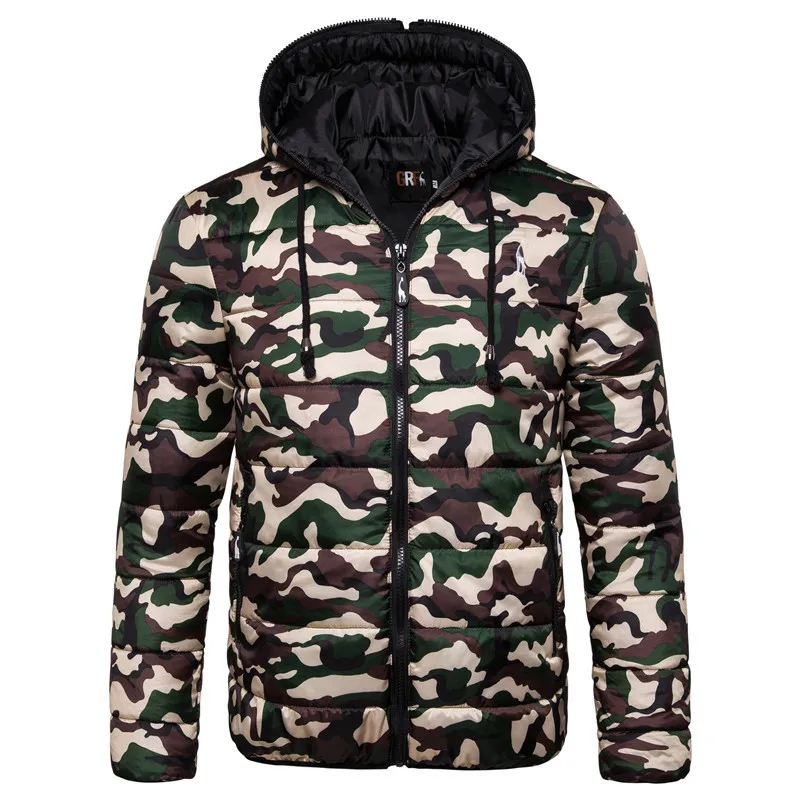

2021 new winter warm jacket men's hooded coat men's casual warm jacket men's thick zipper men's jacket camouflage