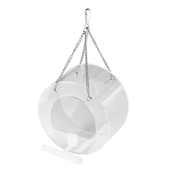 

Round Transparent Bird Feeder Hanging Type Outdoor Bird Feeding Bucket
