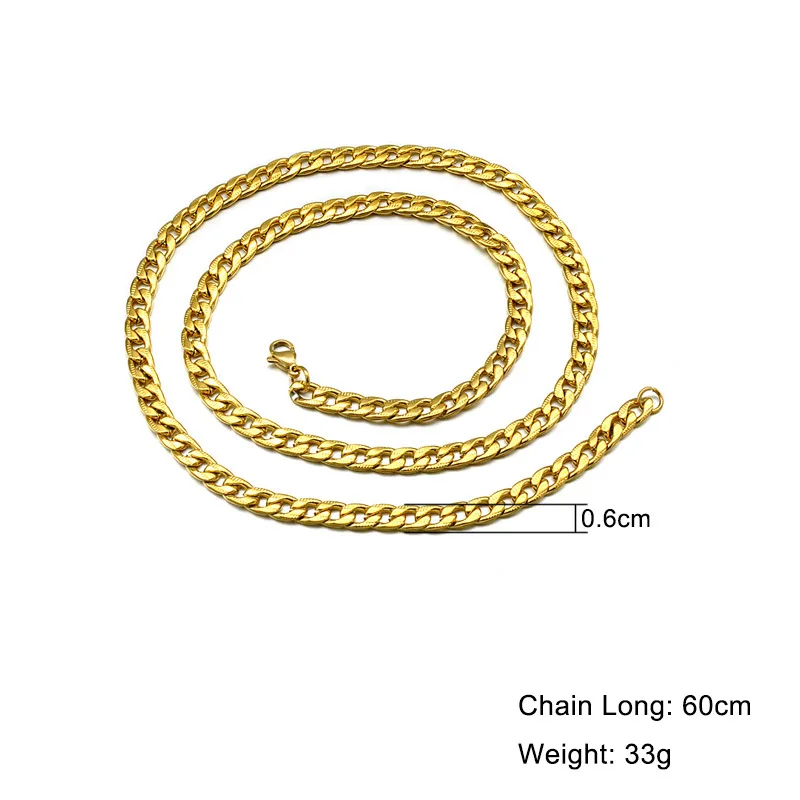 GAGAFEEL Панк круглый Майами, кубинская сеть 6 мм 60 см золото серебро верёвка из нержавеющей стали цепи рок мужское эксклюзивное ожерелье
